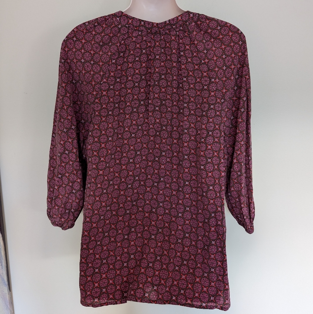 Joie Silk Printed Blouse Large - Picture 4 of 9